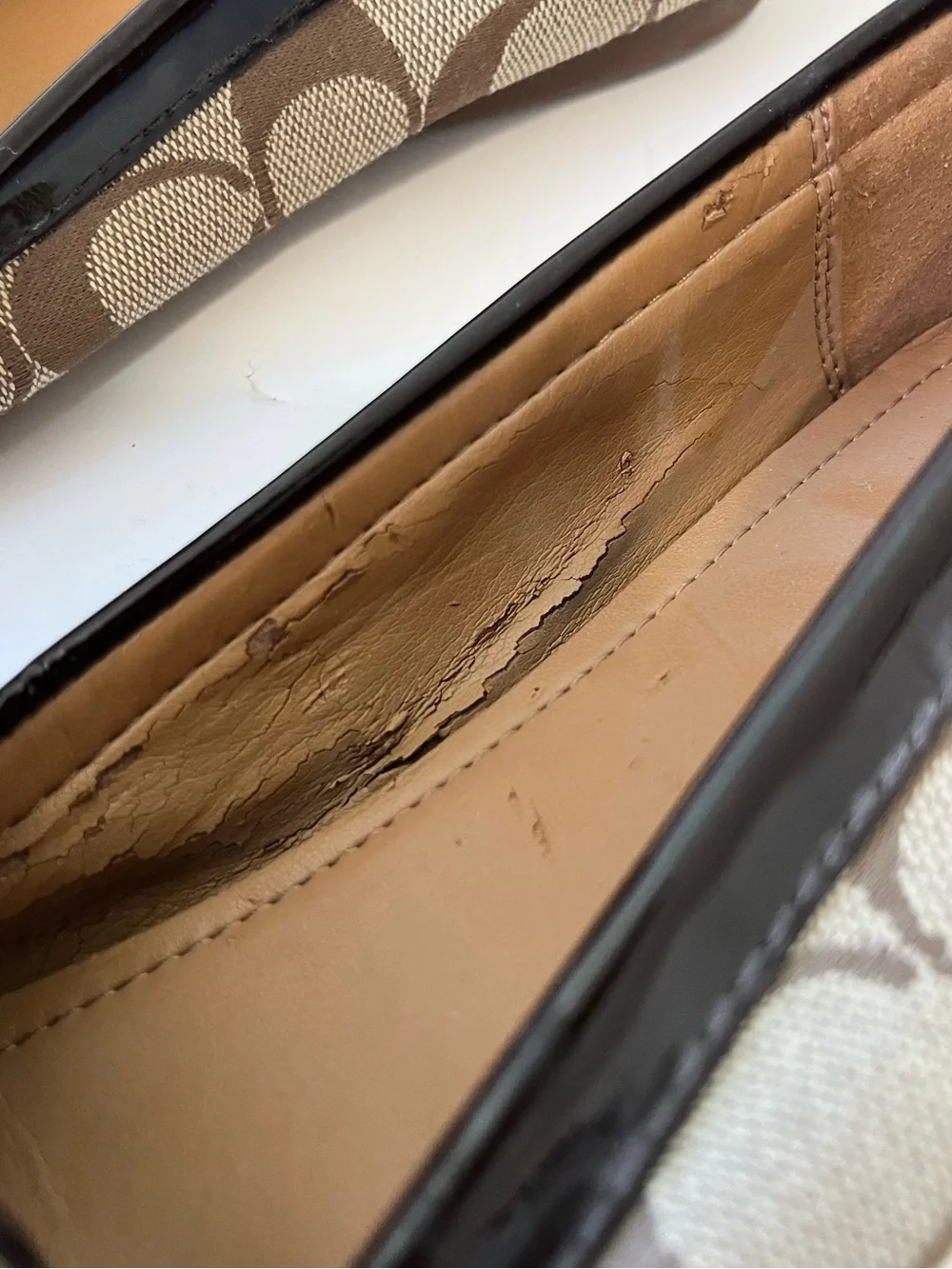 Coach fortunata Brown Signature Canvas logo Gold driving Loafers size 7.5B